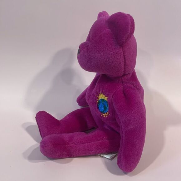 2000 TY Beanie Baby Millennium the Purple Bear Excellent Used Condition 9” long - Picture 2 of 8